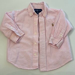 Pink seersucker Ralph Lauren button down